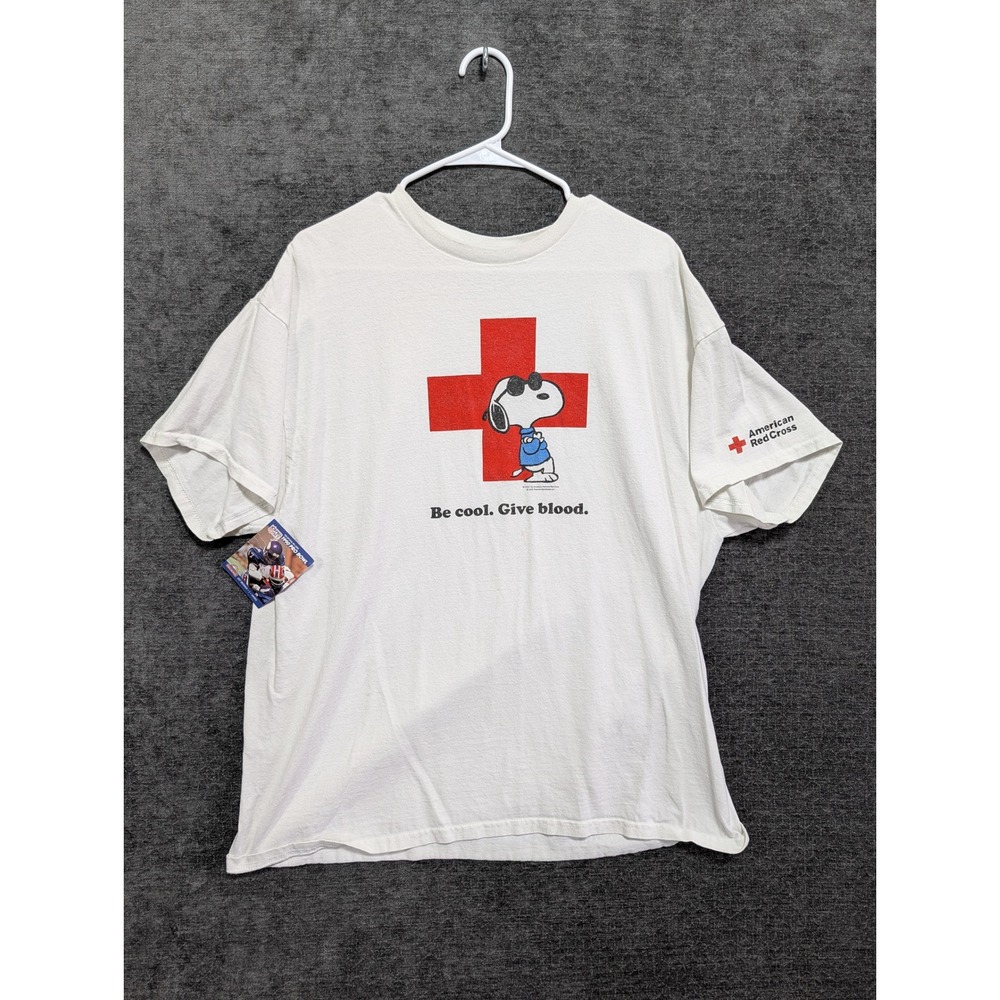 American Red Cross Snoopy Joe Cool Be Cool Give Blood White T-Shirt XL